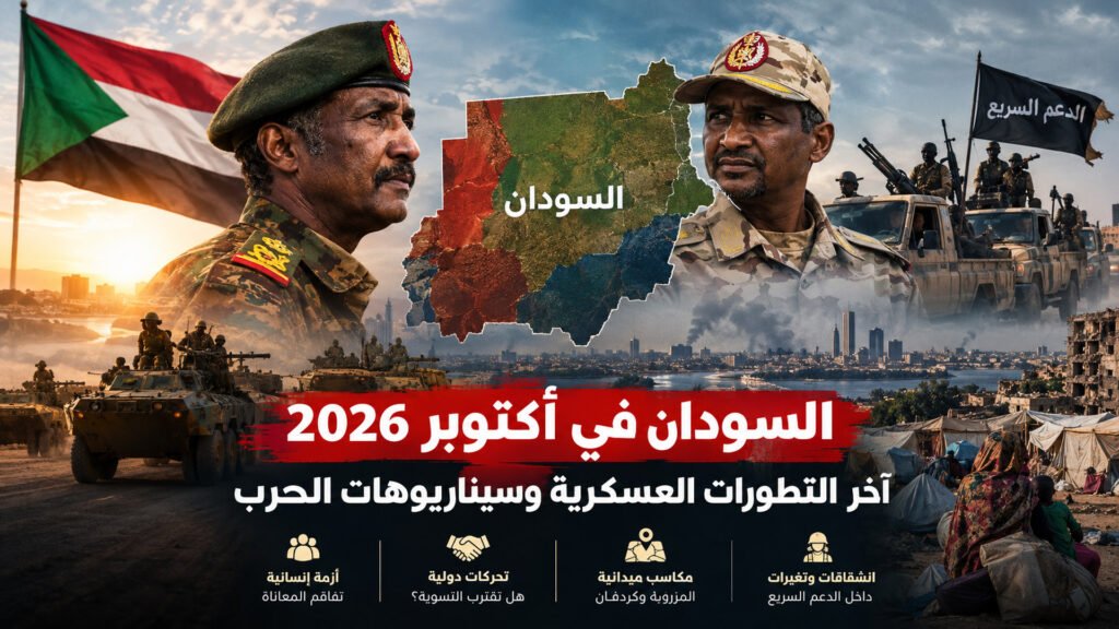 السودان في أكتوبر 2026: تطورات الحرب بين الجيش السوداني وقوات الدعم السريع، ومعارك كردفان وأزمة النزوح.