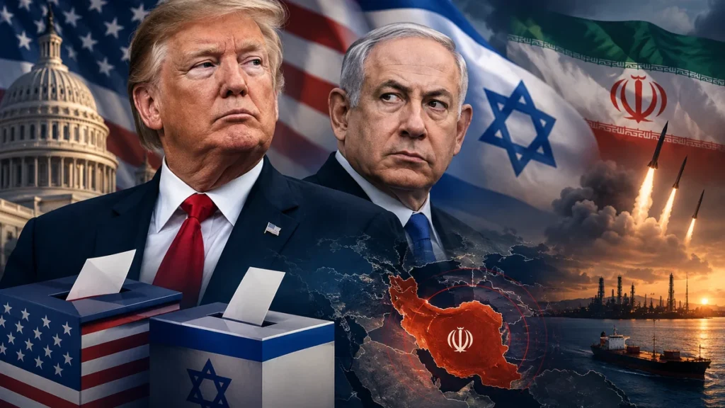 ترامب ونتنياهو في مشهد تحليلي عن احتمالات التصعيد العسكري ضد إيران قبل انتخابات 2026