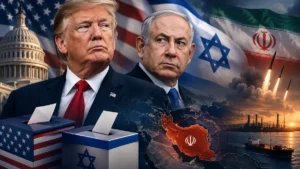 ترامب ونتنياهو في مشهد تحليلي عن احتمالات التصعيد العسكري ضد إيران قبل انتخابات 2026